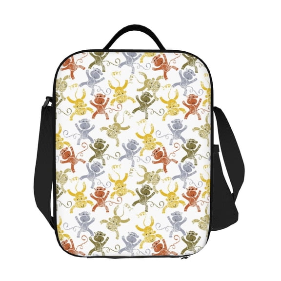 Ratiio Cartoon Monkey Print Lunch Box - Reusable Lunch Bag Men Adult Women- Insulated LunchBox