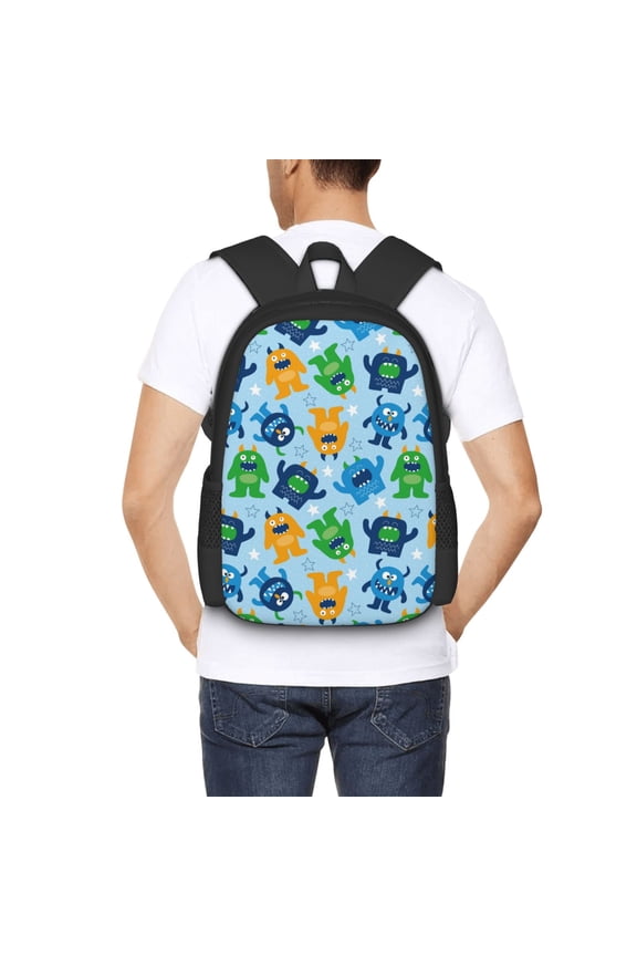 Cartoon Monster Backpack for Men and Women - Durable 600D Oxford Cloth -Large Capacity, Water-Resistant School, Travel, and Hiking Bag