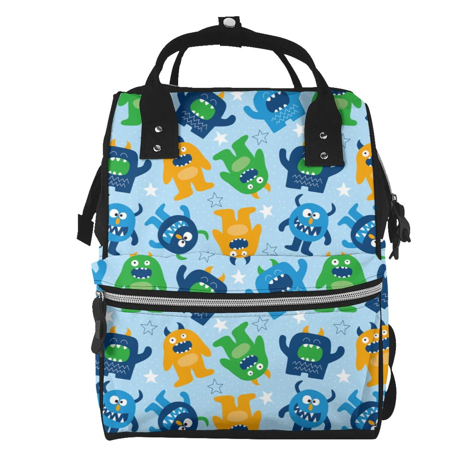 Ratiio Cartoon Monster Mummy Backpack - Waterproof Twill Canvas, Large Capacity Diaper Bag with Multiple Pockets and Adjustable Straps