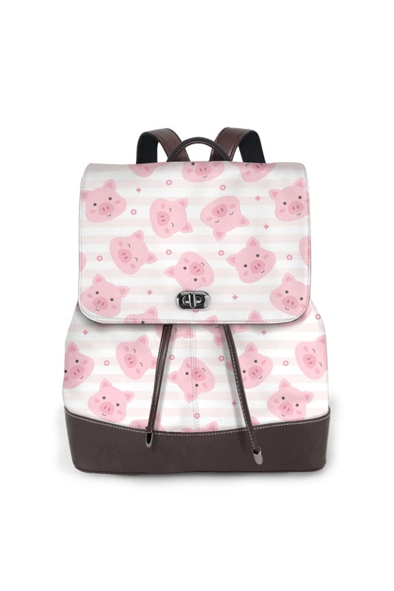 Cartoon Pig Pattern Womens Backpack Purse Leather Backpack Purse for Women Travel Fashion Backpack Designer Ladies Shoulder Bags