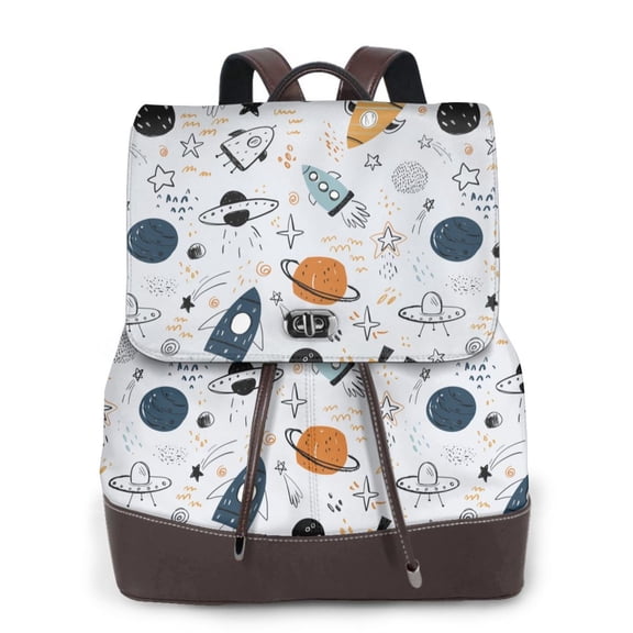 Ratiio Cartoon Planets Pattern Womens Backpack Purse Leather Backpack Purse for Women Travel Fashion Backpack Designer Ladies Shoulder Bags