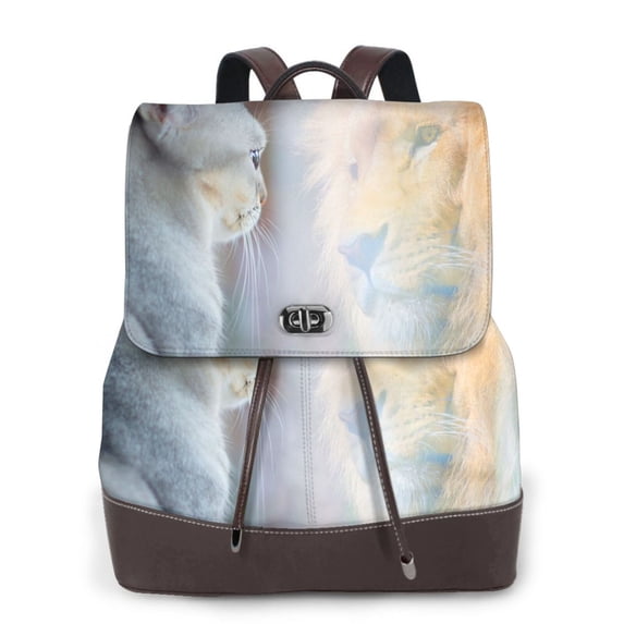 Ratiio The Cat Looks in the Mirror Pattern Womens Backpack Purse Leather Backpack Purse for Women Travel Fashion Backpack Designer Ladies Shoulder Bags