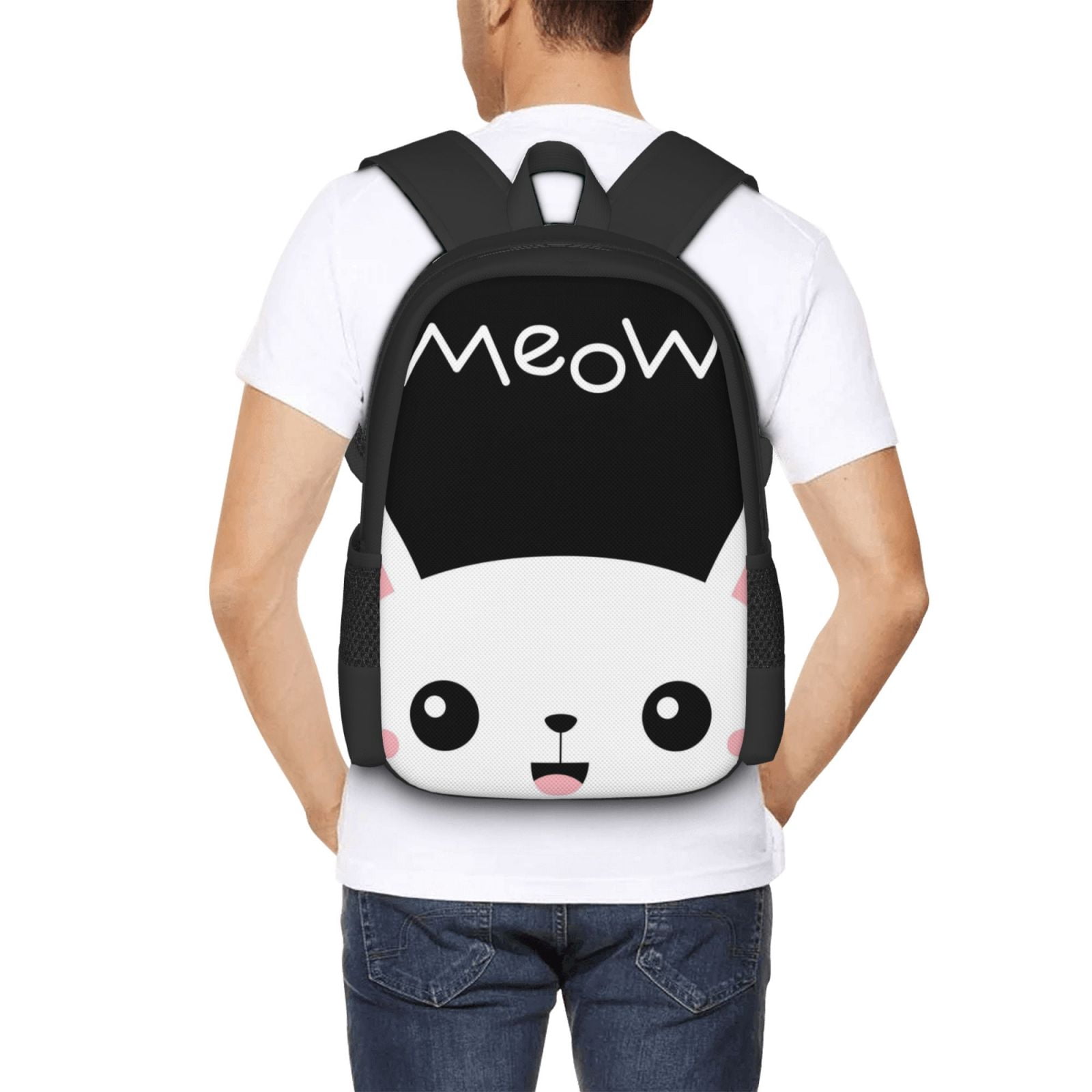 Ratiio Cat Meow Backpack for Men and Women - Durable 600D Oxford Cloth -Large Capacity, Water-Resistant School, Travel, and Hiking Bag