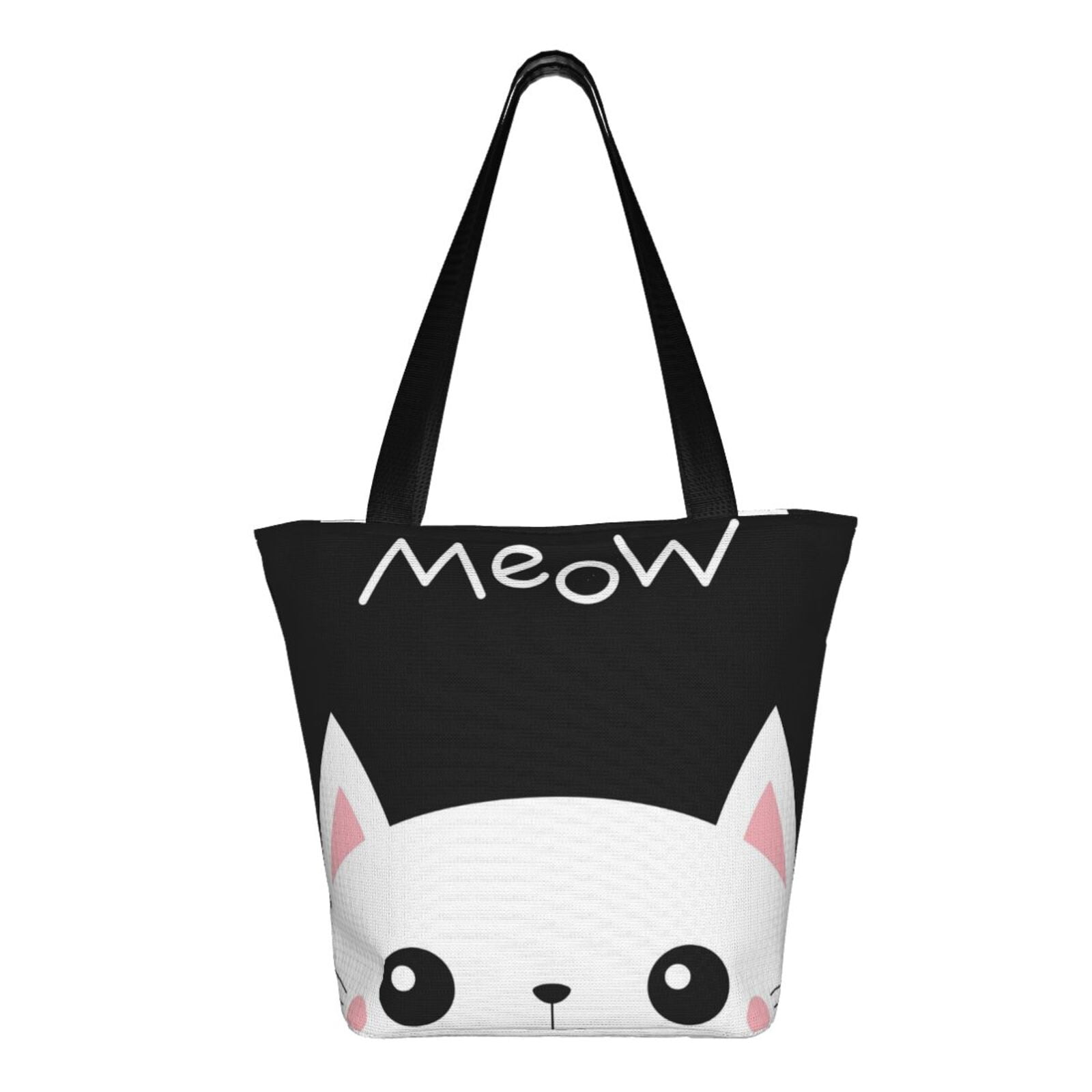 Ratiio Cat Meow Print Shoulder Bag for Women, Polyester Crossbody Purse Lightweight Handbag for Daily Travel and Casual Use