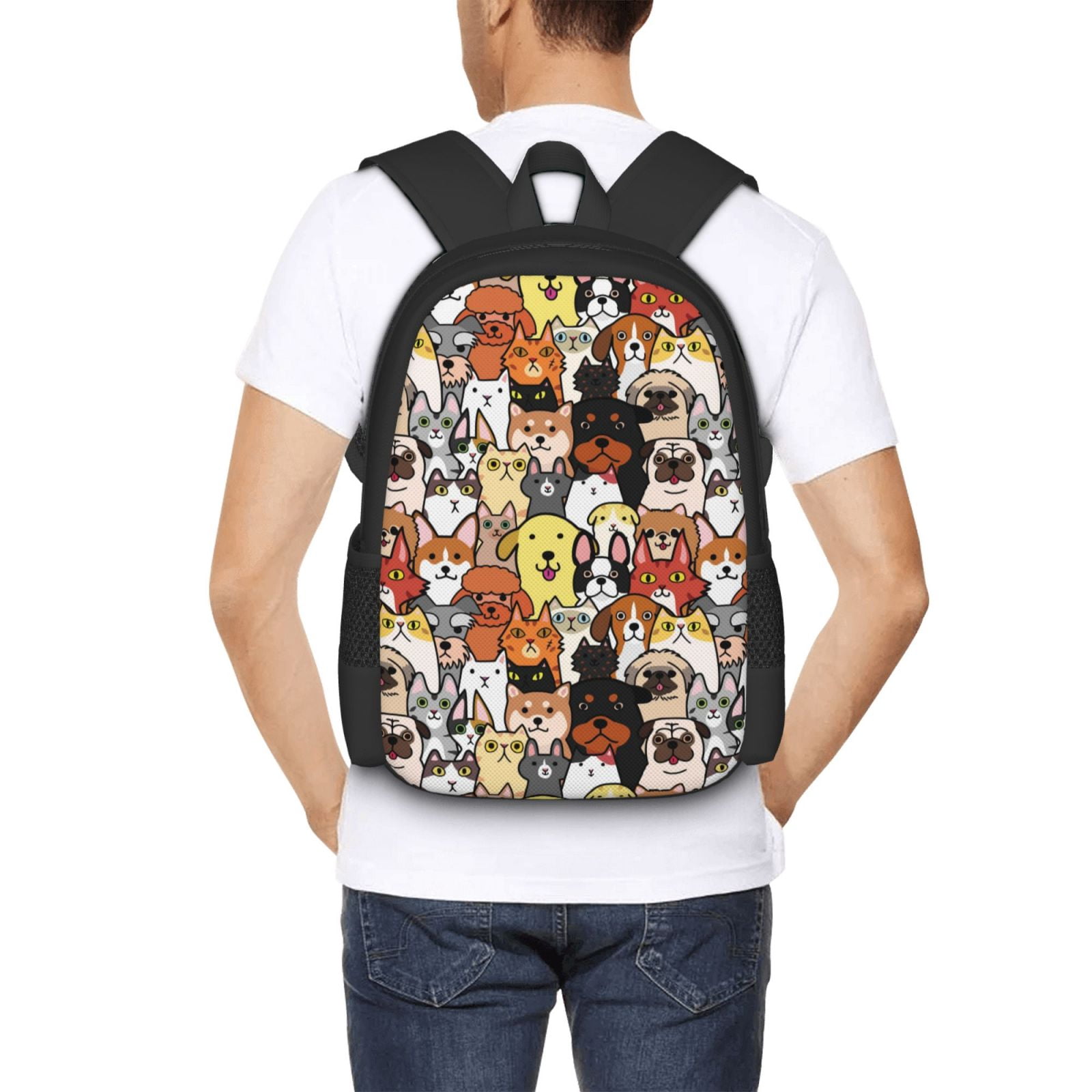 Ratiio Cats & Dogs Group Backpack for Men and Women - Durable 600D Oxford Cloth -Large Capacity, Water-Resistant School, Travel, and Hiking Bag