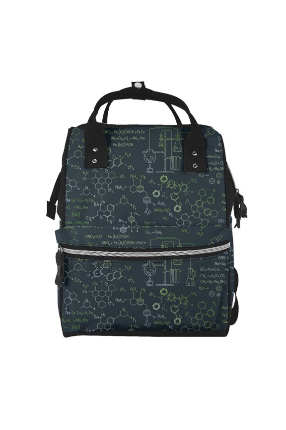 Chemistry Formulas 2 Mummy Backpack - Waterproof Twill Canvas, Large Capacity Diaper Bag with Multiple Pockets and Adjustable Straps