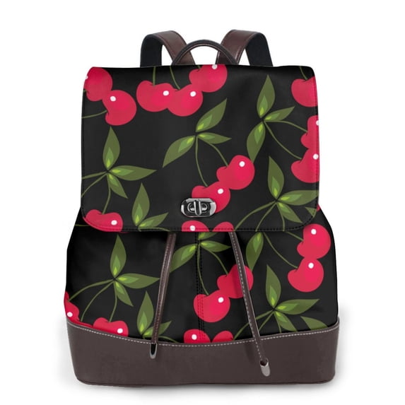 Ratiio Cherry Pattern Womens Backpack Purse Leather Backpack Purse for Women Travel Fashion Backpack Designer Ladies Shoulder Bags