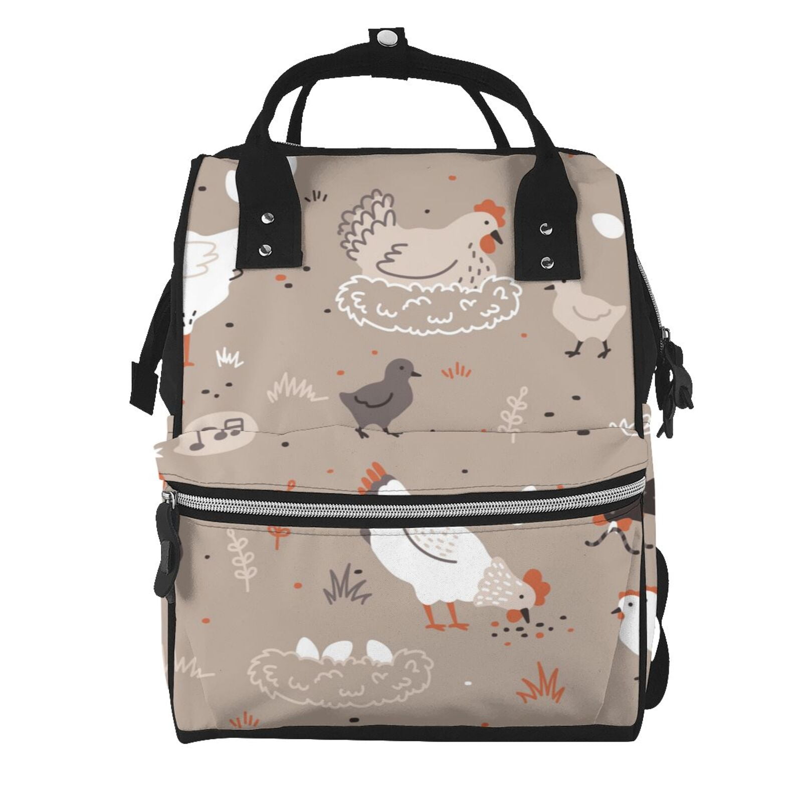 Ratiio Chicken Mummy Backpack - Waterproof Twill Canvas, Large Capacity Diaper Bag with Multiple Pockets and Adjustable Straps