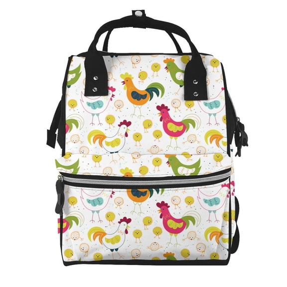 Ratiio Chickens A Mummy Backpack - Waterproof Twill Canvas, Large Capacity Diaper Bag with Multiple Pockets and Adjustable Straps