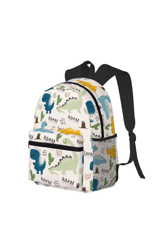 Childish Dinosaur Print Casual Backpack for Men and Women, Water Resistant Oxford Fabric School Bag Lightweight Travel Daypack