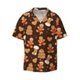 thumbnail image 1 of Ratiio Christmas Gingerbread Cookies Print Mens Casual Short Sleeve Shirts Button Down Textured Shirts Summer Beach Shirt with Pocket Men's Casual Short-sleeved Shirt, 1 of 5