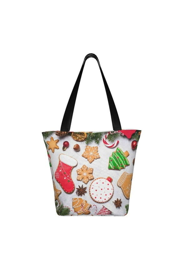 Christmas Gingerbread Cookies Print Shoulder Bag for Women, Polyester Crossbody Purse Lightweight Handbag for Daily Travel and Casual Use