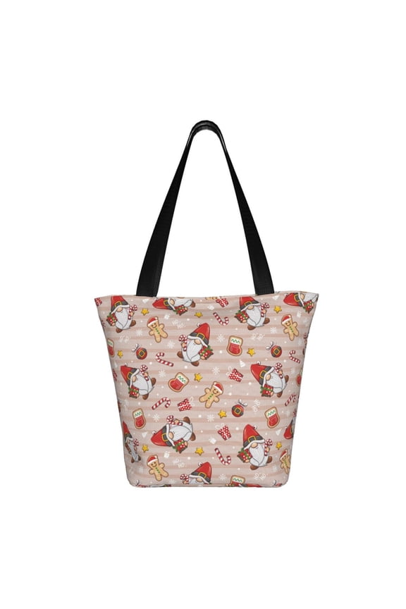 Christmas Gnomes Santa Claus Print Shoulder Bag for Women, Polyester Crossbody Purse Lightweight Handbag for Daily Travel and Casual Use