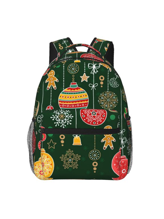 Christmas Print Eco-Friendly Casual Backpack, Water-Resistant Polyester Canvas Daypack with Smooth Zippers, Comfortable & Durable Travel Bag with Laptop Compartment