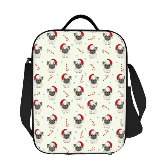 Ratiio Christmas Pug Dog Print Lunch Box - Reusable Lunch Bag Men Adult Women- Insulated LunchBox