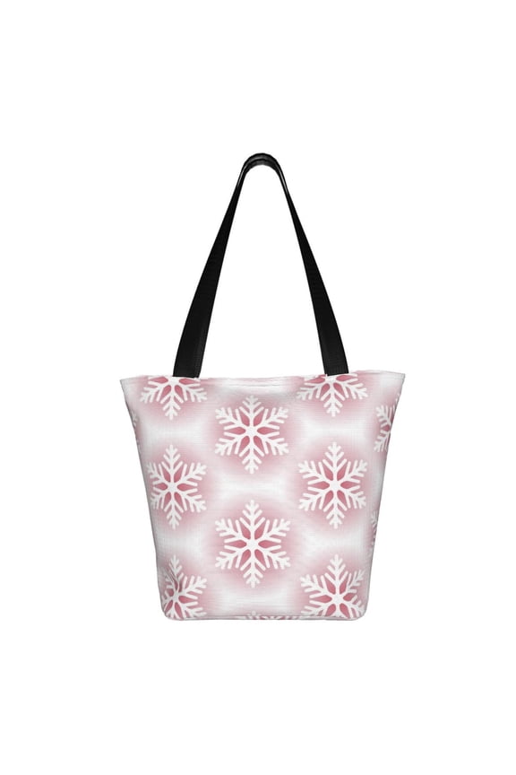 Christmas Snowflakes Print Shoulder Bag for Women, Polyester Crossbody Purse Lightweight Handbag for Daily Travel and Casual Use