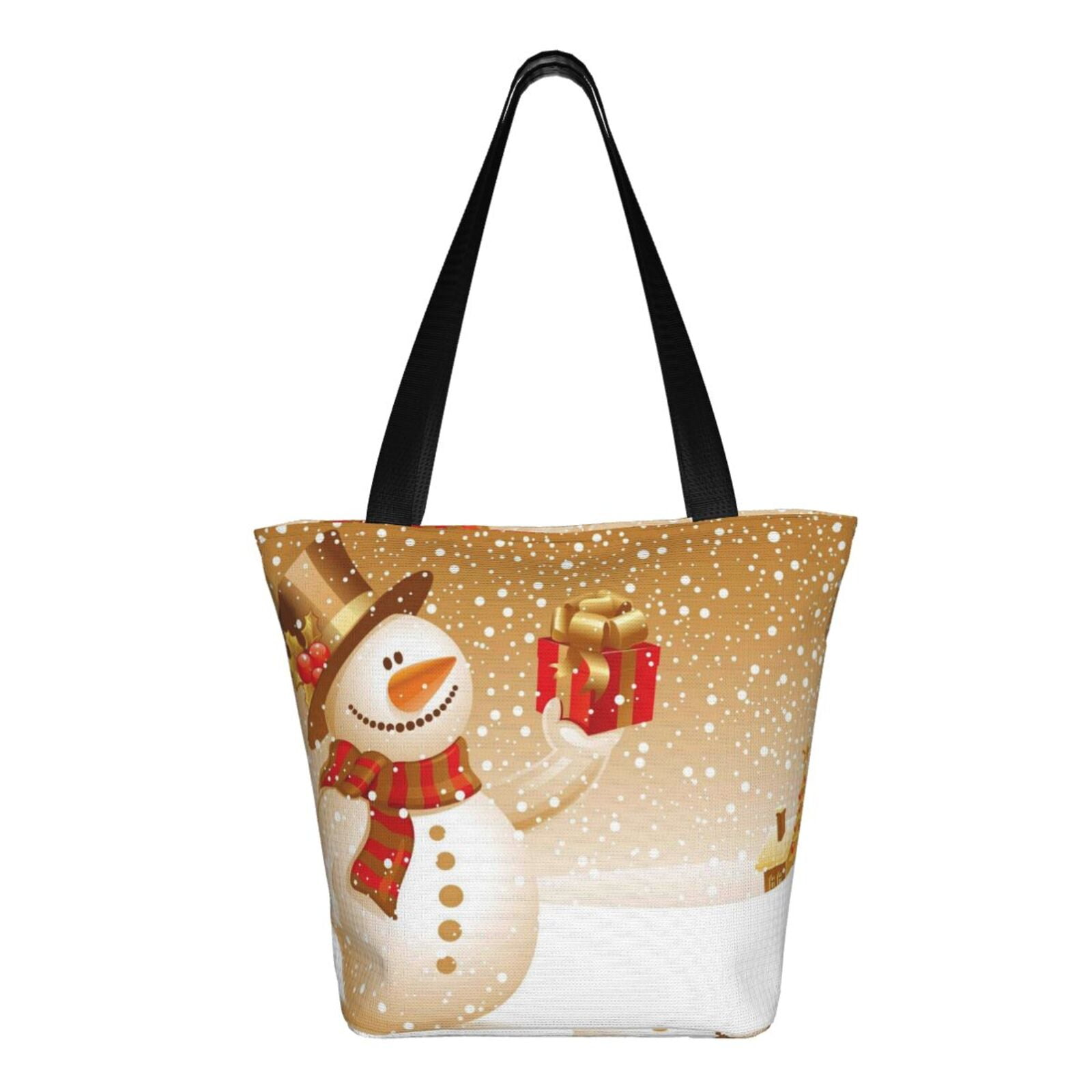Ratiio Christmas Snowman Gift Print Shoulder Bag for Women, Polyester Crossbody Purse Lightweight Handbag for Daily Travel and Casual Use