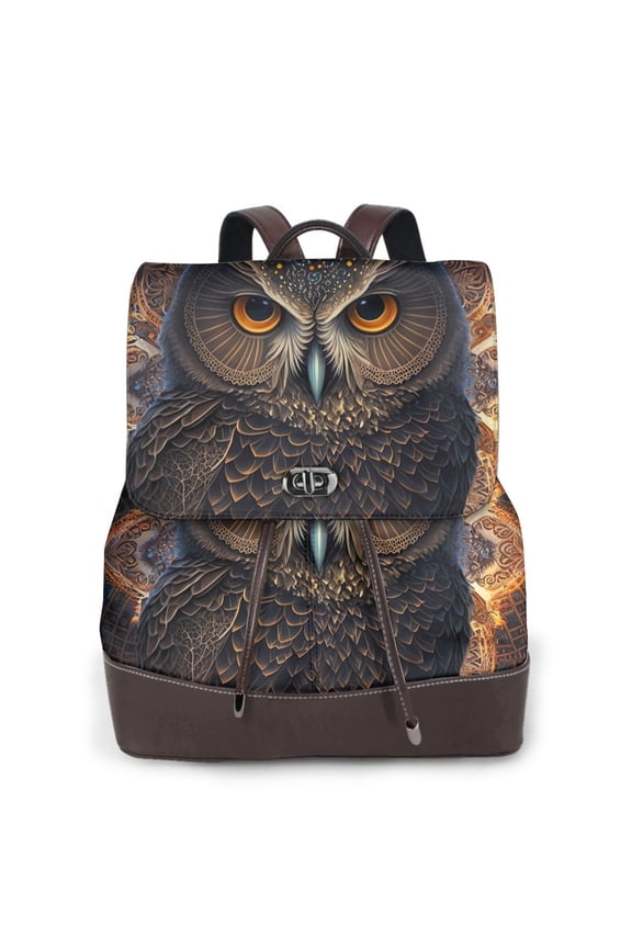 Classical Style Brown Owl Pattern Womens Backpack Purse Leather Backpack Purse for Women Travel Fashion Backpack Designer Ladies Shoulder Bags