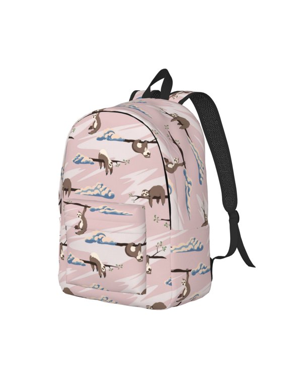 Cloud Sloth Print Canvas Backpack for Women & Men Retro Aesthetic Rucksack Basic Backpack for High School/College Students Travel Laptop Bag