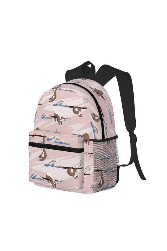 Cloud Sloth Print Casual Backpack for Men and Women, Water Resistant Oxford Fabric School Bag Lightweight Travel Daypack