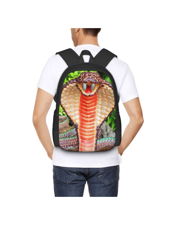 Cobra Snake Backpack for Men and Women - Durable 600D Oxford Cloth -Large Capacity, Water-Resistant School, Travel, and Hiking Bag