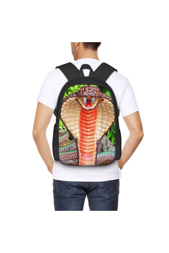 Cobra Snake Backpack for Men and Women - Durable 600D Oxford Cloth -Large Capacity, Water-Resistant School, Travel, and Hiking Bag