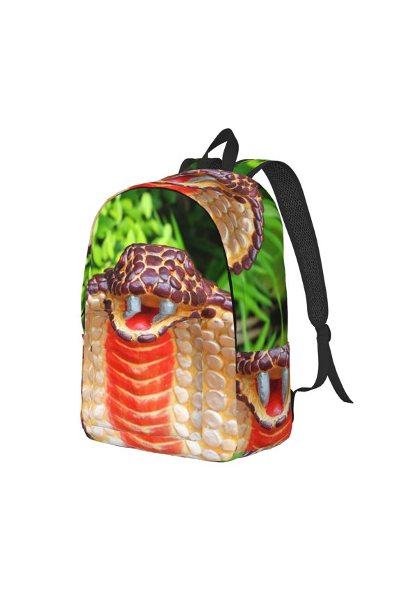 Cobra Snake Print Canvas Backpack for Women & Men Retro Aesthetic Rucksack Basic Backpack for High School/College Students Travel Laptop Bag