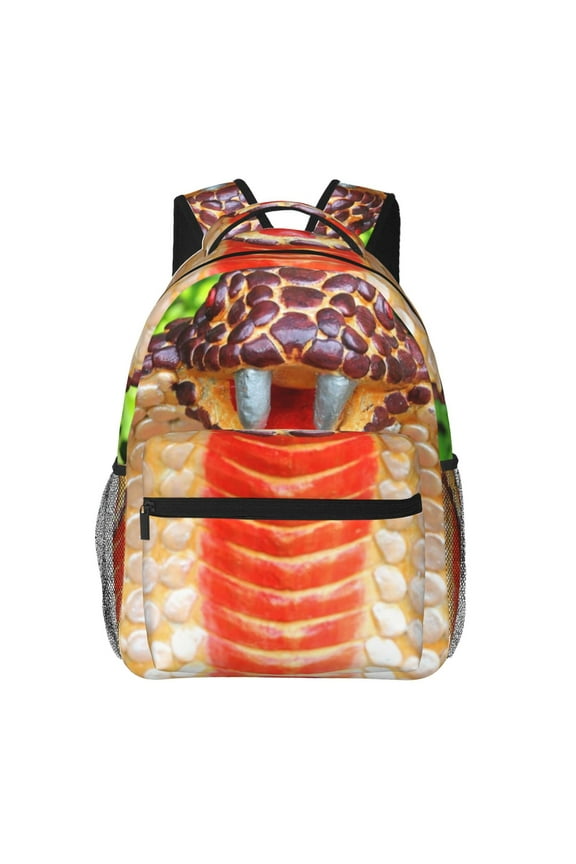 Cobra Snake Print Eco-Friendly Casual Backpack, Water-Resistant Polyester Canvas Daypack with Smooth Zippers, Comfortable & Durable Travel Bag with Laptop Compartment