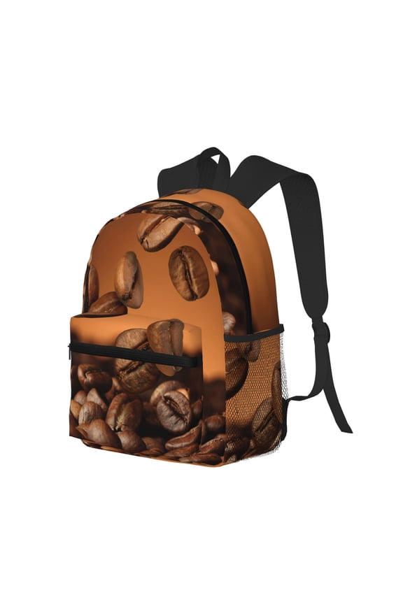 Coffee Beans Print Casual Backpack for Men and Women, Water Resistant Oxford Fabric School Bag Lightweight Travel Daypack