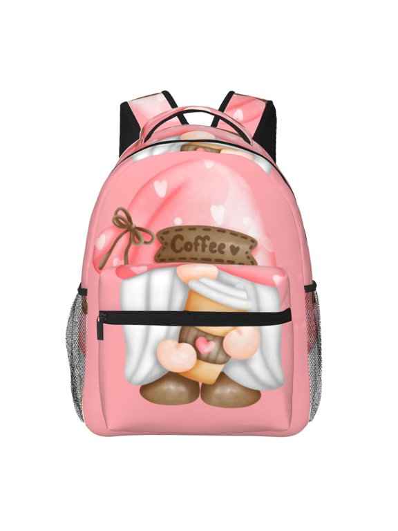 Coffee Gnome (1) Print Eco-Friendly Casual Backpack, Water-Resistant Polyester Canvas Daypack with Smooth Zippers, Comfortable & Durable Travel Bag with Laptop Compartment