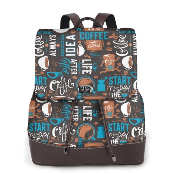 Ratiio Coffee Lover Print Pattern Womens Backpack Purse Leather Backpack Purse for Women Travel Fashion Backpack Designer Ladies Shoulder Bags