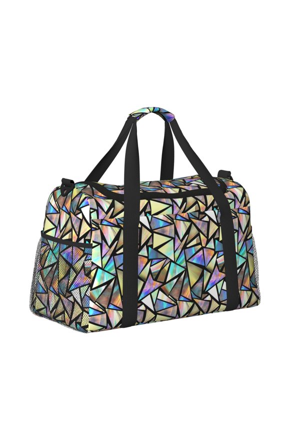 Colored Glass Pattern Hand Travel Bag, Weekender Carry On for Women Men, Sports Gym Bag, Workout Duffel Bag, Overnight Shoulder Bag fit 15.6 Inch Laptop