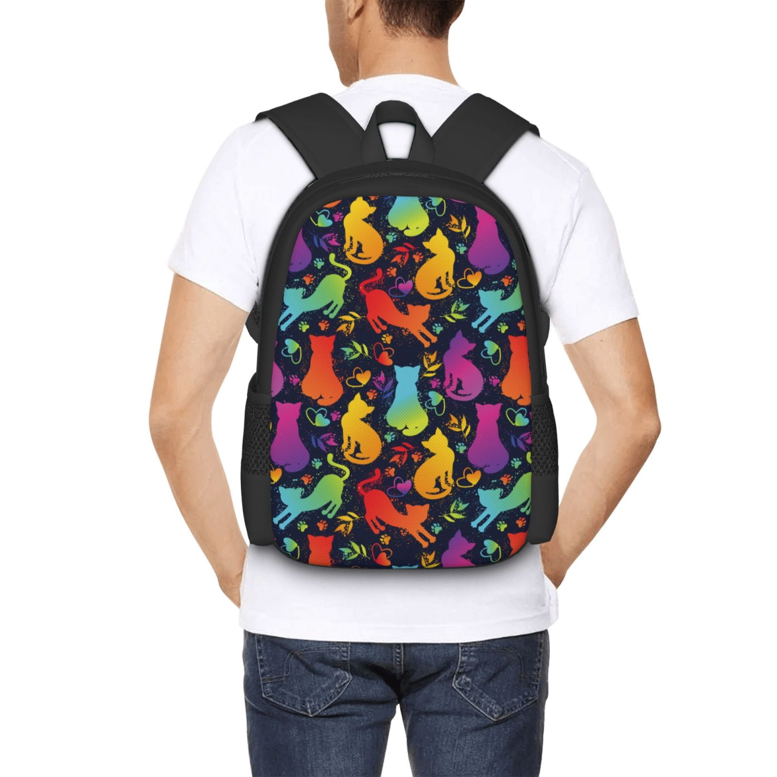 Ratiio Colorful Cats Backpack for Men and Women - Durable 600D Oxford Cloth -Large Capacity, Water-Resistant School, Travel, and Hiking Bag