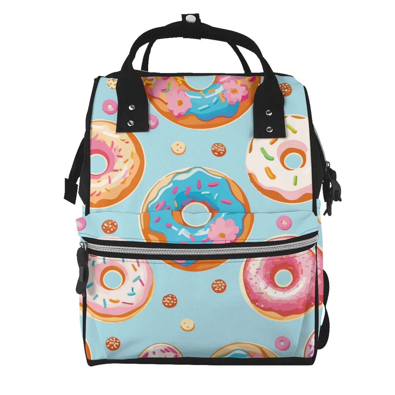 Ratiio Colorful Donut Mummy Backpack - Waterproof Twill Canvas, Large Capacity Diaper Bag with Multiple Pockets and Adjustable Straps