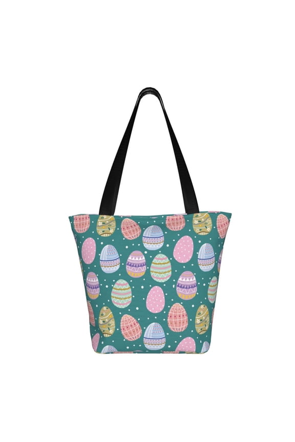 Colorful Easter eggs Print Shoulder Bag for Women, Polyester Crossbody Purse Lightweight Handbag for Daily Travel and Casual Use