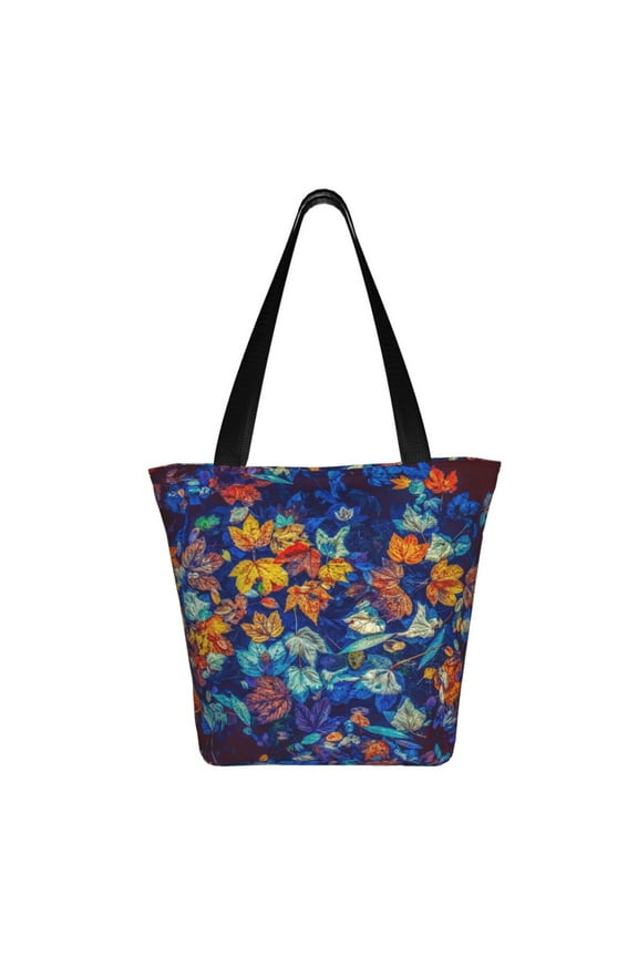 Colorful Fall Leaves Print Shoulder Bag for Women, Polyester Crossbody Purse Lightweight Handbag for Daily Travel and Casual Use