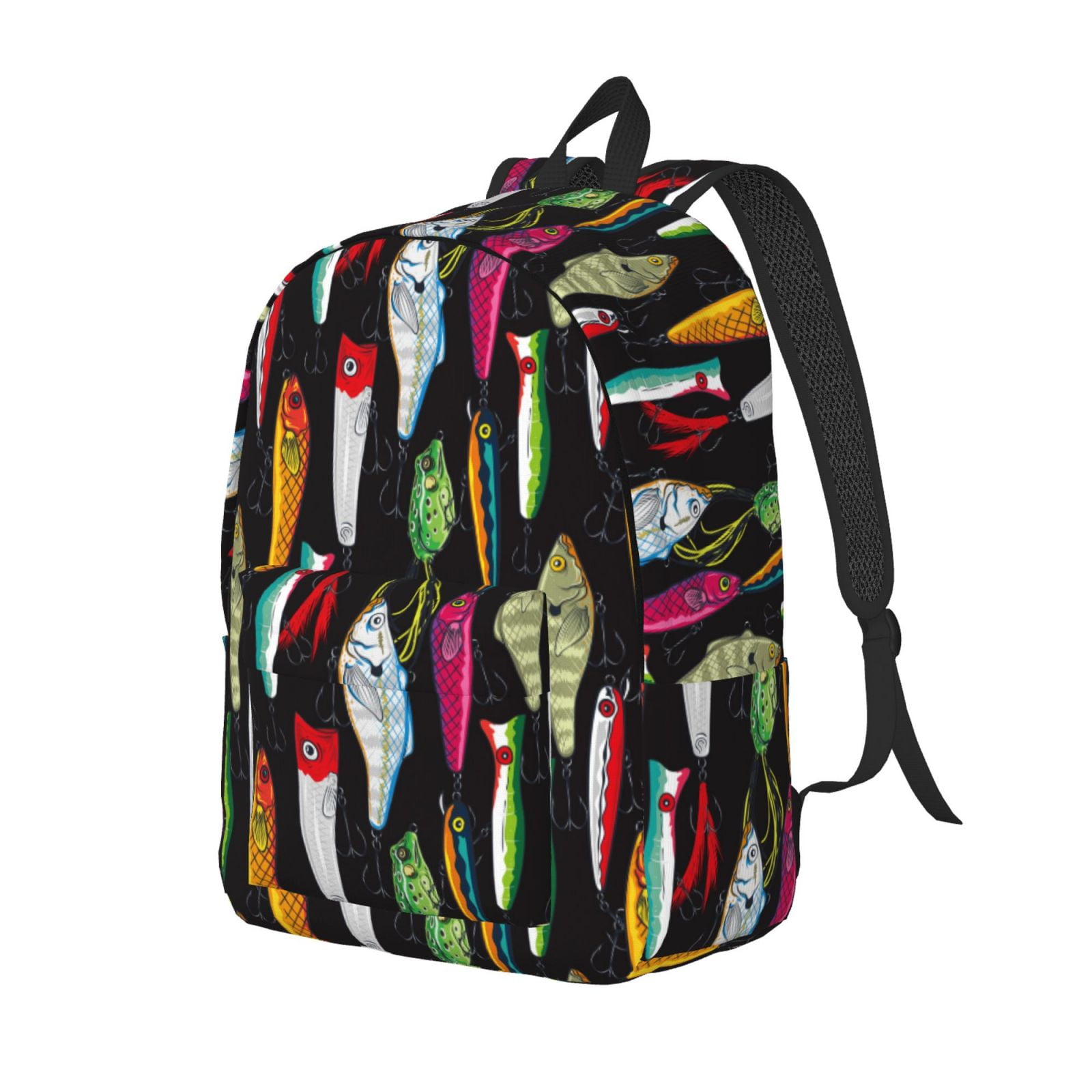 Lure Rucksack Ratiio Colorful Fishing Lures Print Canvas Backpack for Women & Men ...