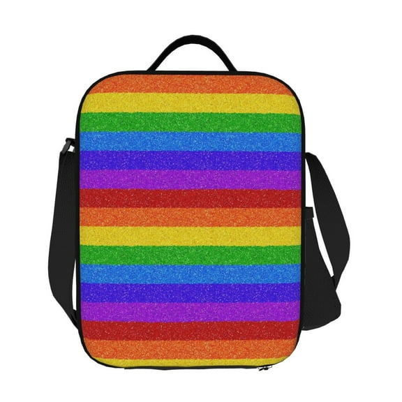 Ratiio Colorful Glitter Rainbow Print Lunch Box - Reusable Lunch Bag Men Adult Women- Insulated LunchBox