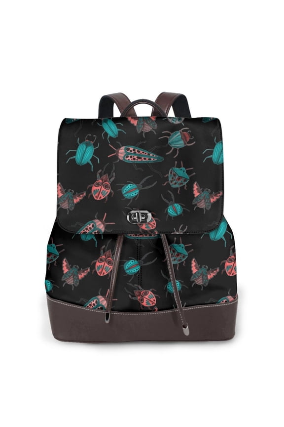 Colorful Insect Pattern Womens Backpack Purse Leather Backpack Purse for Women Travel Fashion Backpack Designer Ladies Shoulder Bags