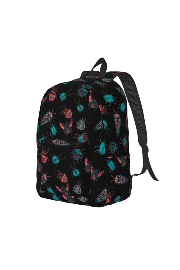 Colorful Insect Print Canvas Backpack for Women & Men Retro Aesthetic Rucksack Basic Backpack for High School/College Students Travel Laptop Bag