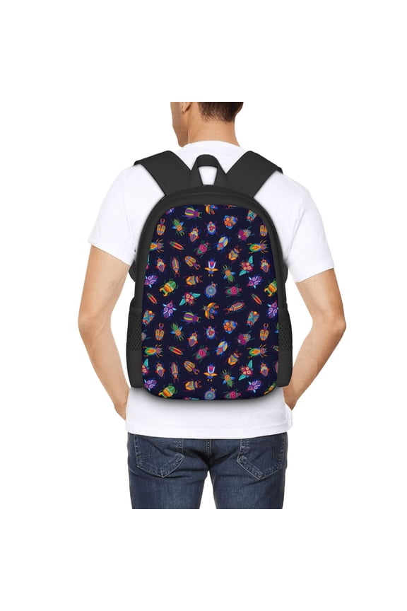 Colorful Insects Backpack for Men and Women - Durable 600D Oxford Cloth -Large Capacity, Water-Resistant School, Travel, and Hiking Bag
