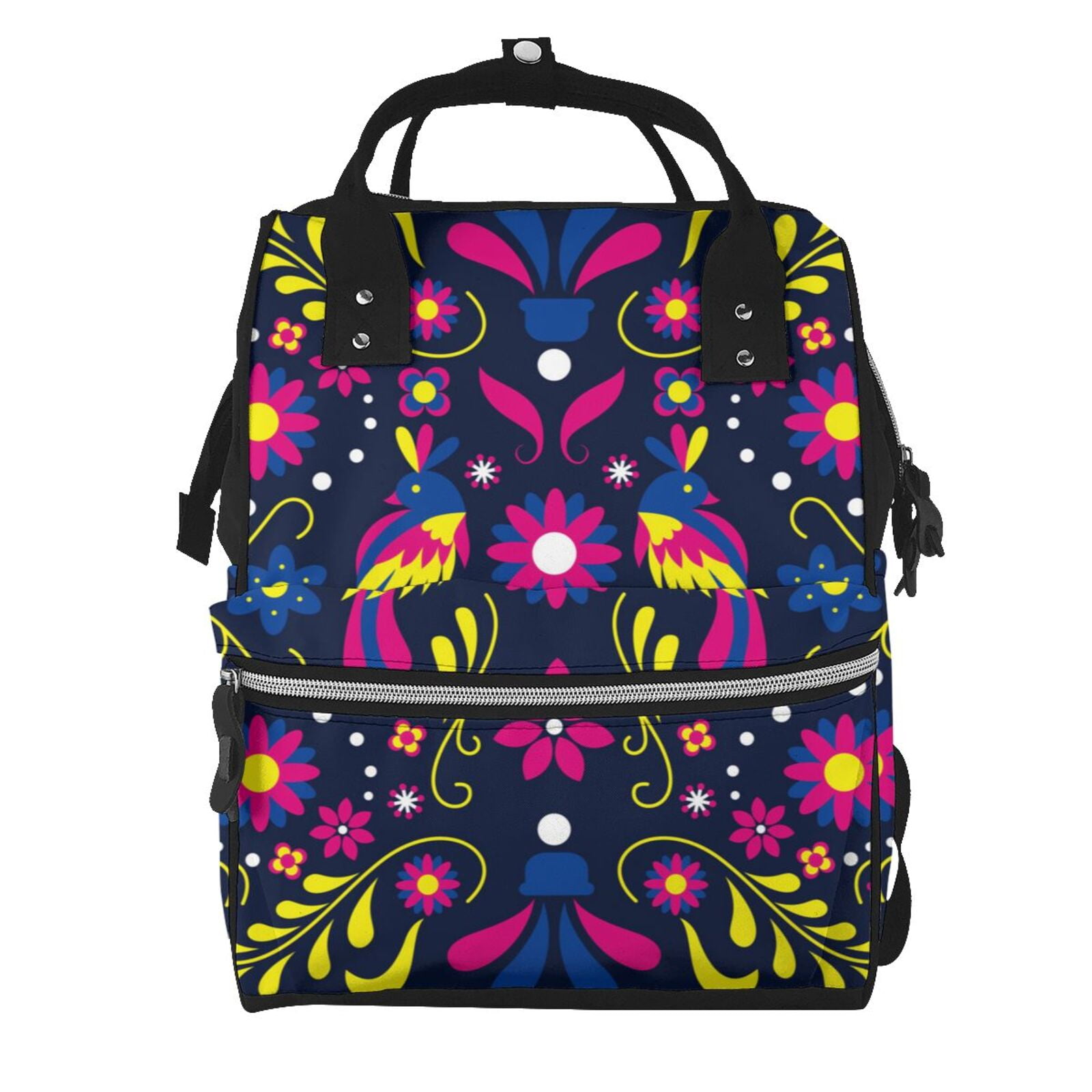 Ratiio Colorful Mexican Mummy Backpack - Waterproof Twill Canvas, Large Capacity Diaper Bag with Multiple Pockets and Adjustable Straps