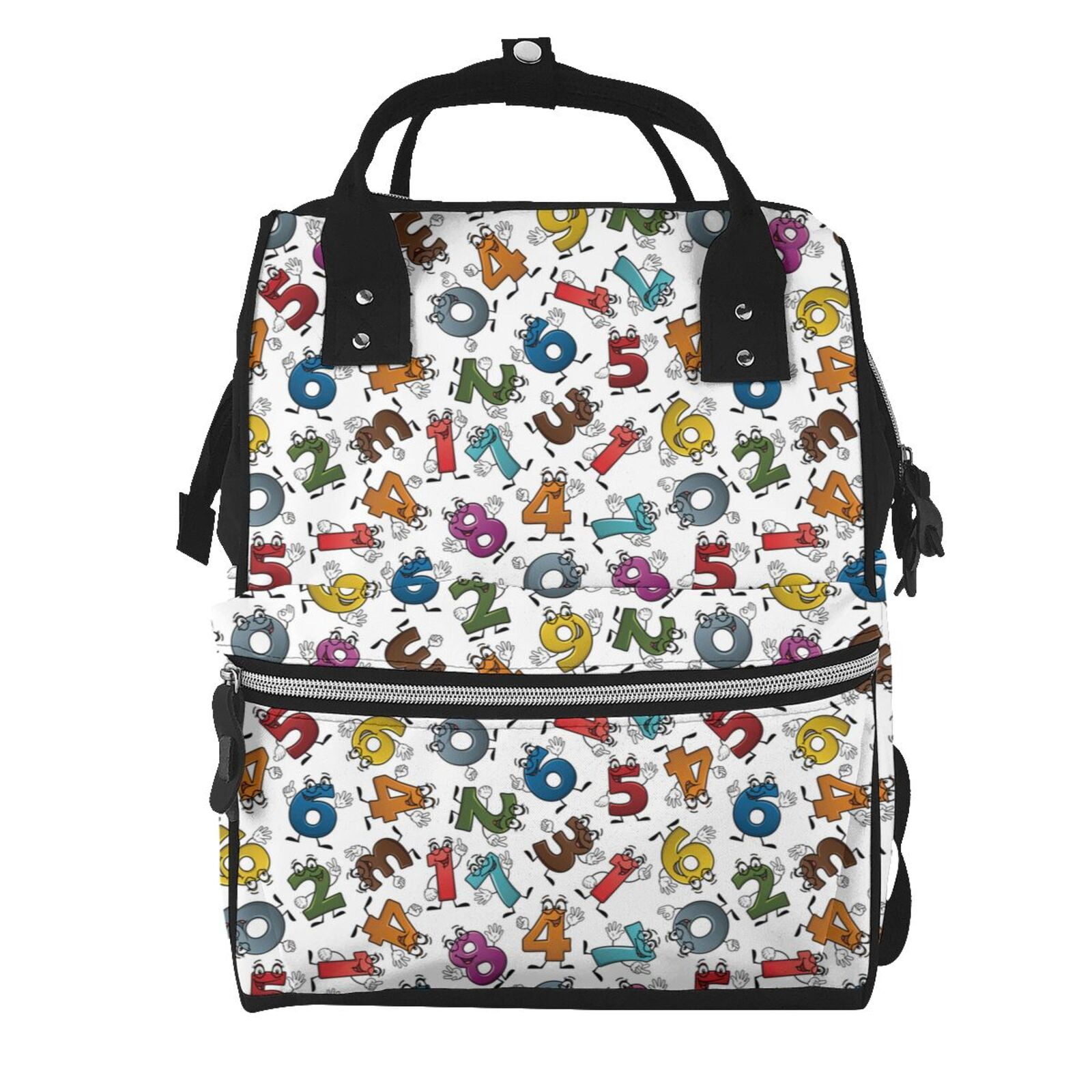 Ratiio Colorful Numbers Mummy Backpack - Waterproof Twill Canvas, Large Capacity Diaper Bag with Multiple Pockets and Adjustable Straps