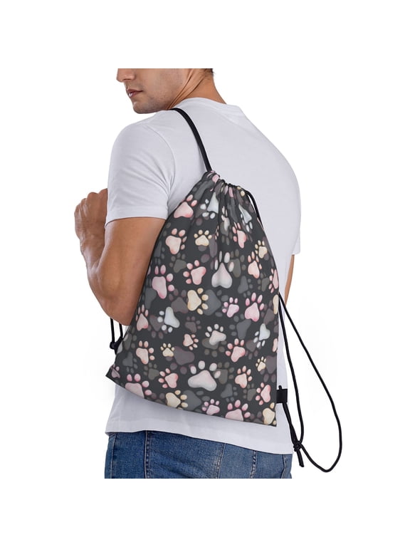 Colorful Paws Of Dog Print Drawstring Backpack Bag Sport Gym Sackpack Heavy Duty String Backpack for Men Women