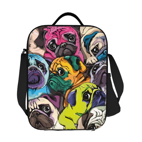 Ratiio Colorful Pug Print Lunch Box - Reusable Lunch Bag Men Adult Women- Insulated LunchBox
