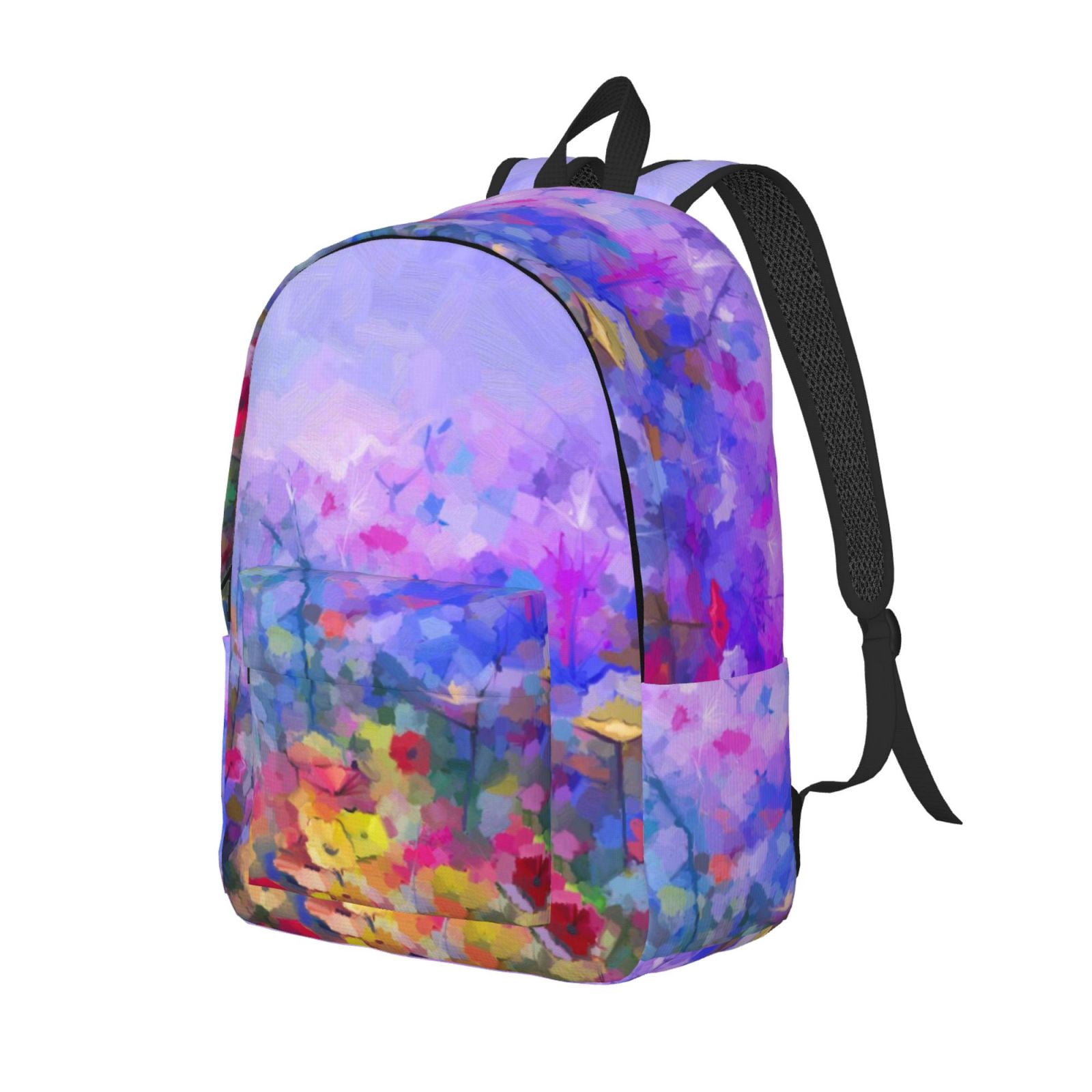 Printed Rucksacks Ratiio Colorful Purple Cosmos Flower Print Canvas Backpack for Women ...