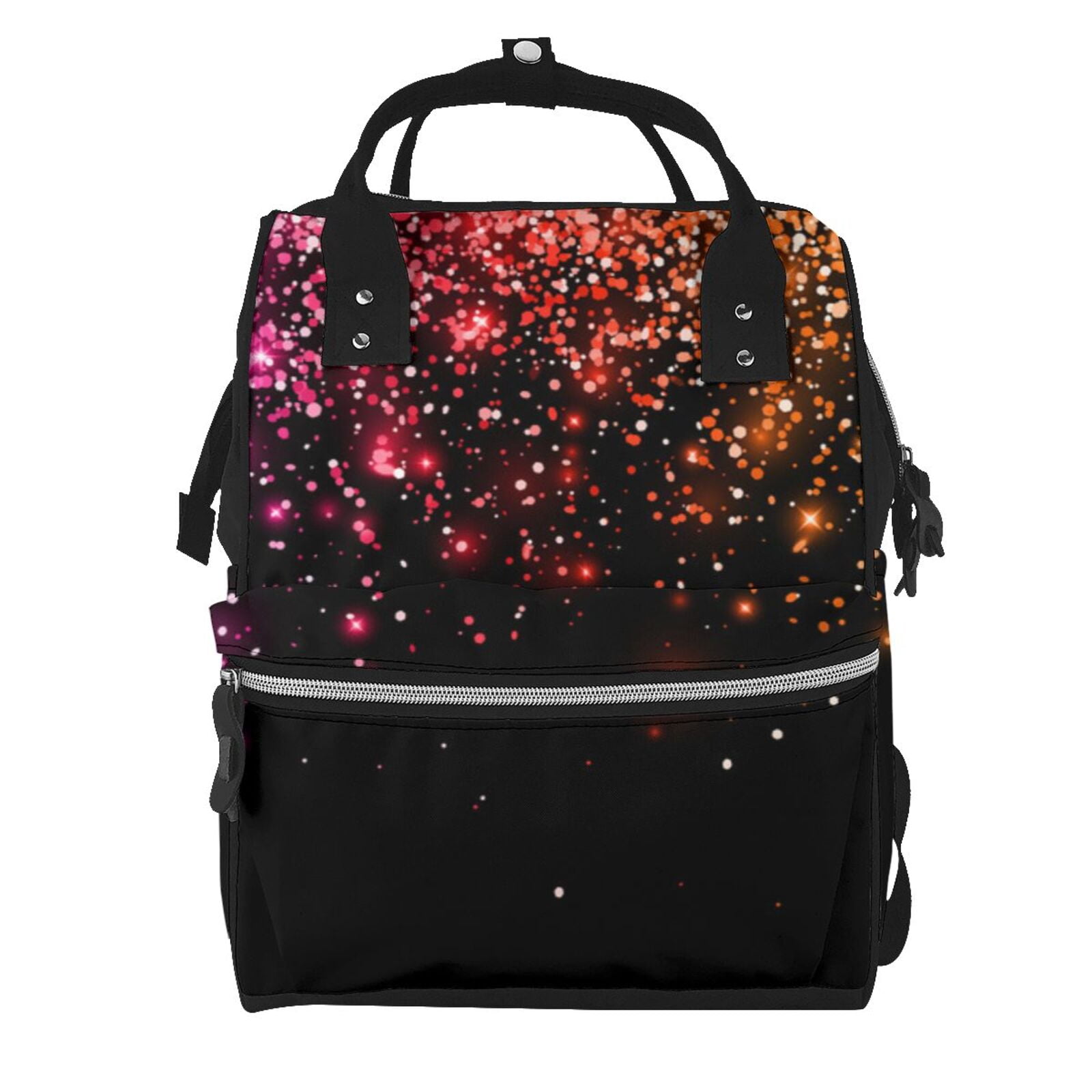 Ratiio Colorful Sparkling Mummy Backpack - Waterproof Twill Canvas, Large Capacity Diaper Bag with Multiple Pockets and Adjustable Straps
