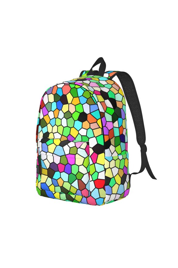 Colorful Tie Dye Stained Glass Print Canvas Backpack for Women & Men Retro Aesthetic Rucksack Basic Backpack for High School/College Students Travel Laptop Bag