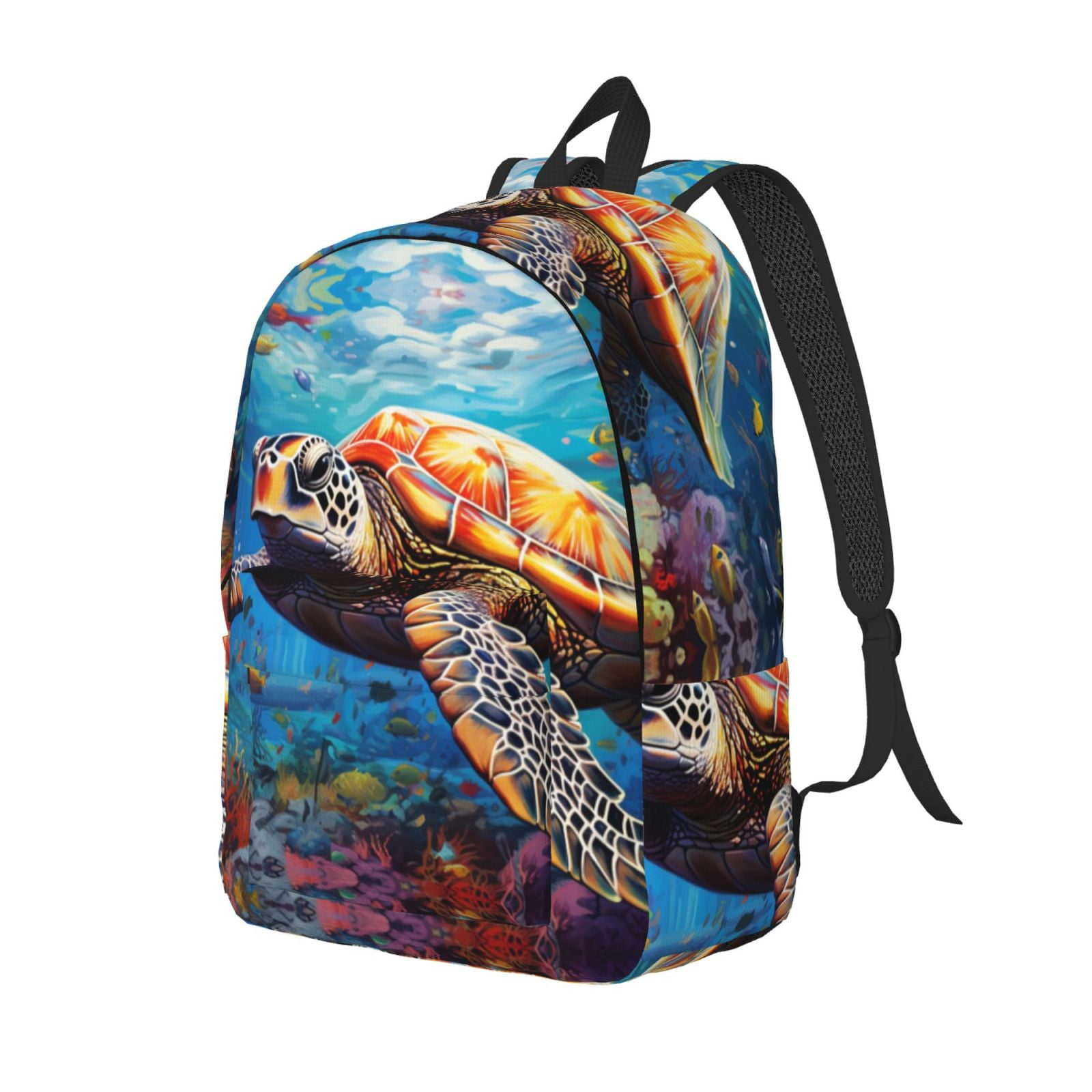 Ratiio Colorful Underwater Sea Turtle Print Canvas Backpack for Women ...