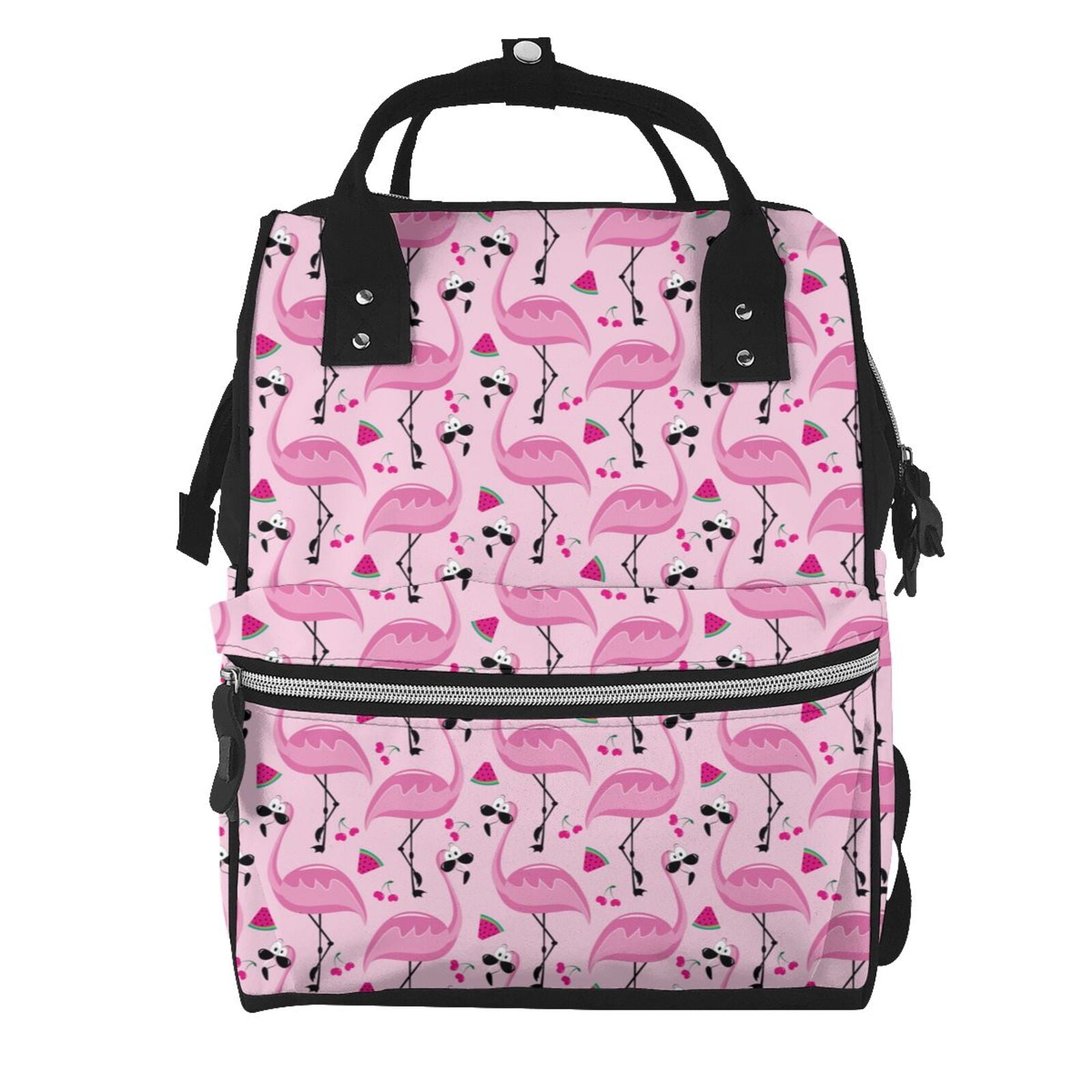 Ratiio Cool Flamingos Mummy Backpack - Waterproof Twill Canvas, Large Capacity Diaper Bag with Multiple Pockets and Adjustable Straps